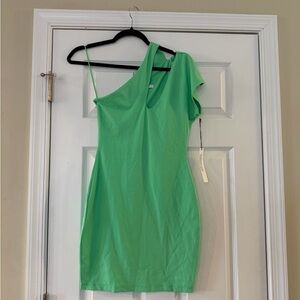Susana Monaco Vibrant Green One-Shoulder Dress